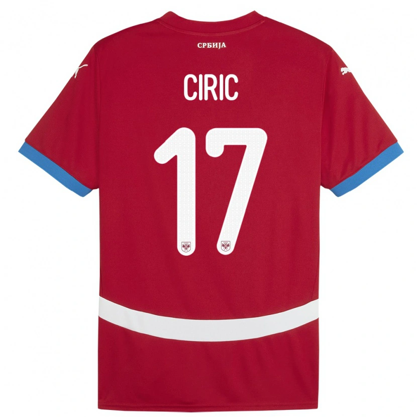 Danxen Donna Maglia Serbia Jovan Ciric #17 Rosso Kit Gara Home 24-26 Maglietta