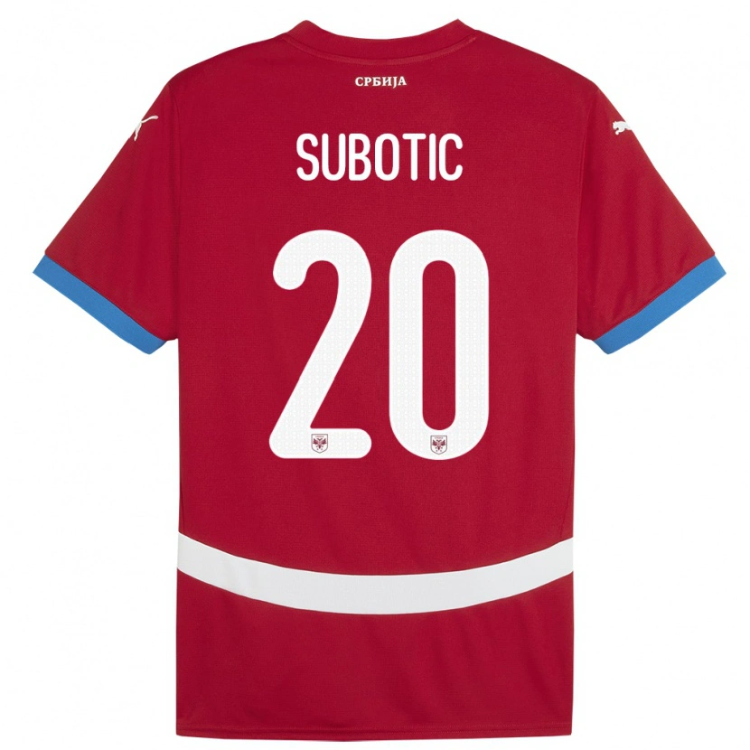 Danxen Donna Maglia Serbia Andrej Subotic #20 Rosso Kit Gara Home 24-26 Maglietta