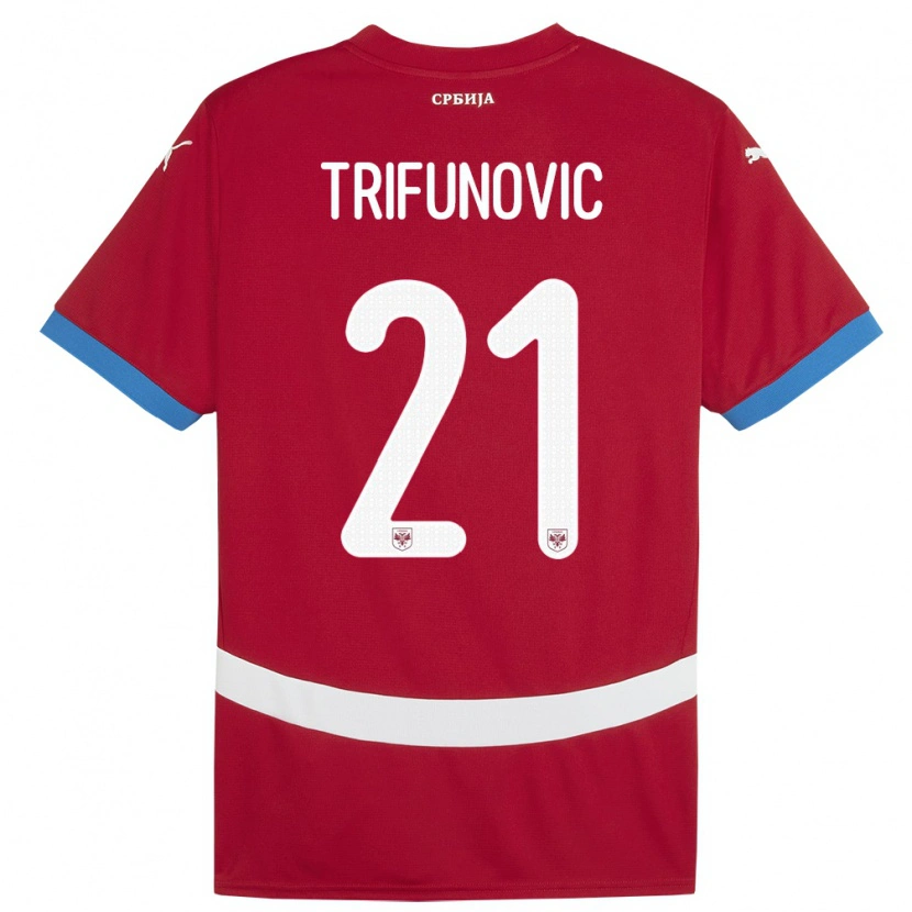 Danxen Donna Maglia Serbia Nemanja Trifunovic #21 Rosso Kit Gara Home 24-26 Maglietta