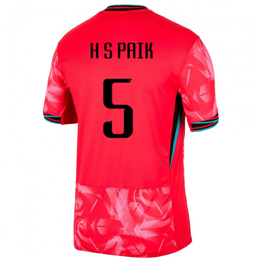 Danxen Donna Maglia Corea Del Sud Seung-Ho Paik #5 Rosso Kit Gara Home 24-26 Maglietta