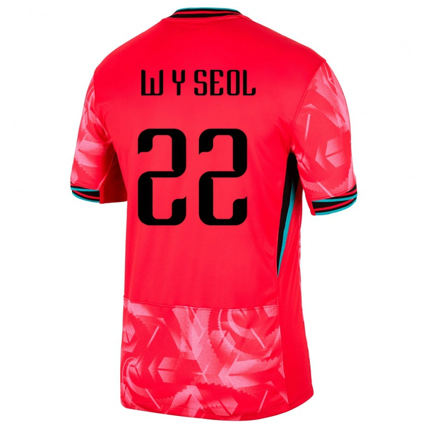 Danxen Donna Maglia Corea Del Sud Young-Woo Seol #22 Rosso Kit Gara Home 24-26 Maglietta