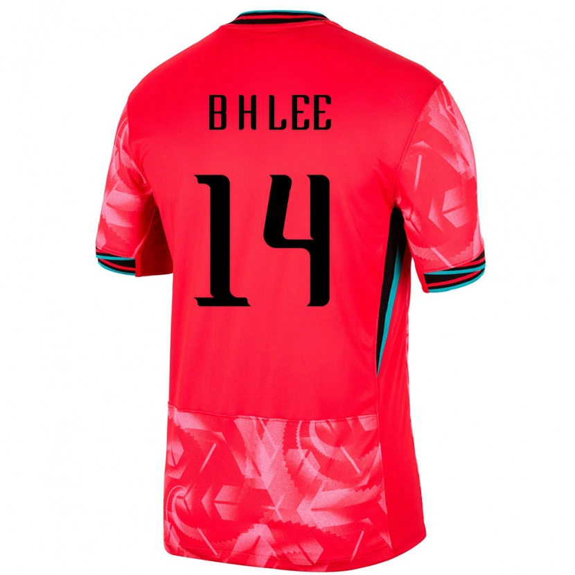 Danxen Donna Maglia Corea Del Sud Han-Beom Lee #14 Rosso Kit Gara Home 24-26 Maglietta