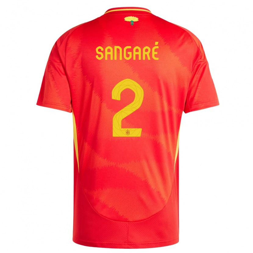 Danxen Donna Maglia Spagna Buba Sangaré #2 Rosso Kit Gara Home 24-26 Maglietta
