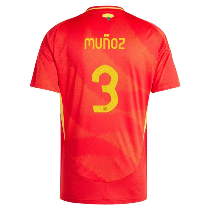 Danxen Donna Maglia Spagna Dani Muñoz #3 Rosso Kit Gara Home 24-26 Maglietta