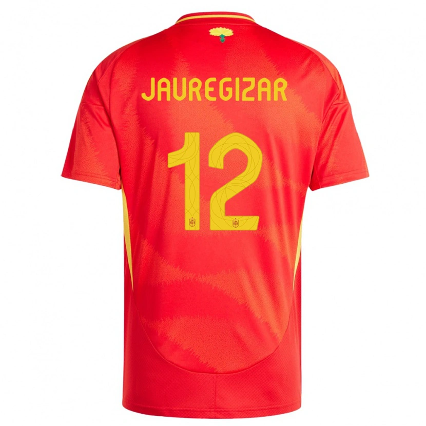 Danxen Donna Maglia Spagna Mikel Jauregizar #12 Rosso Kit Gara Home 24-26 Maglietta