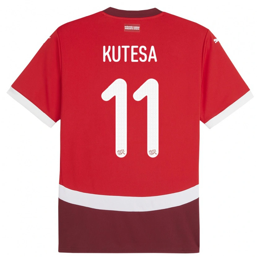 Danxen Donna Maglia Svizzera Dereck Kutesa #11 Rosso Kit Gara Home 24-26 Maglietta