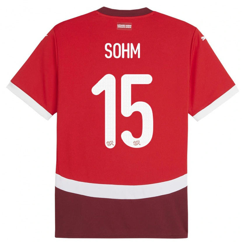 Danxen Donna Maglia Svizzera Simon Sohm #15 Rosso Kit Gara Home 24-26 Maglietta