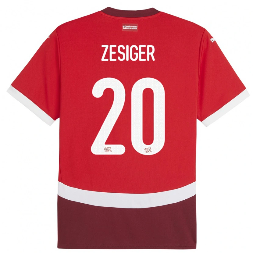 Danxen Donna Maglia Svizzera Cédric Zesiger #20 Rosso Kit Gara Home 24-26 Maglietta