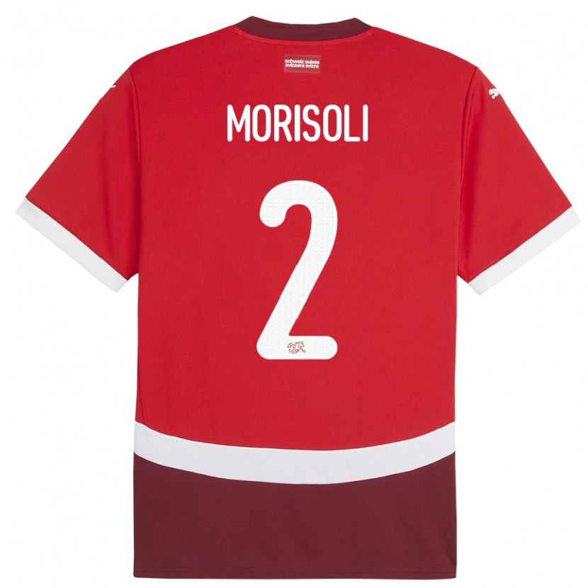 Danxen Donna Maglia Svizzera Gabriel Morisoli #2 Rosso Kit Gara Home 24-26 Maglietta