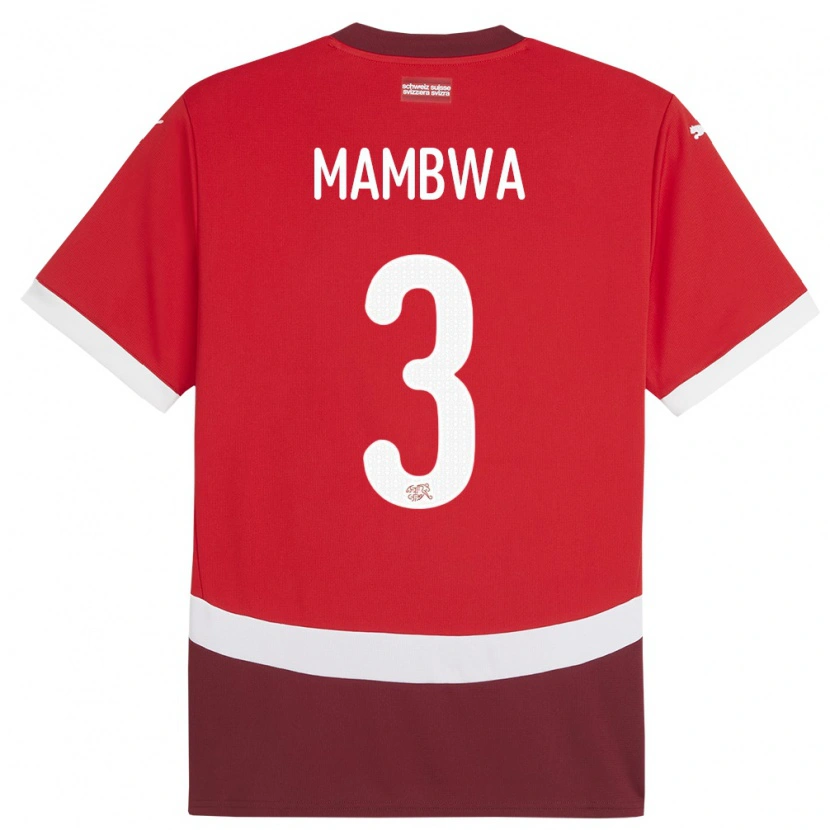 Danxen Donna Maglia Svizzera Olivier Mambwa #3 Rosso Kit Gara Home 24-26 Maglietta
