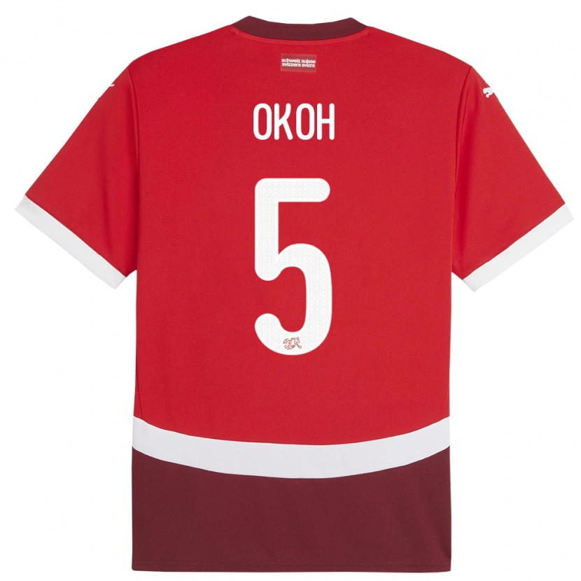 Danxen Donna Maglia Svizzera Bryan Okoh #5 Rosso Kit Gara Home 24-26 Maglietta