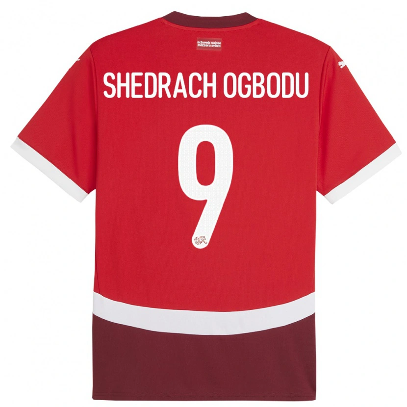Danxen Donna Maglia Svizzera Nathaniel Shedrach Ogbodu #9 Rosso Kit Gara Home 24-26 Maglietta