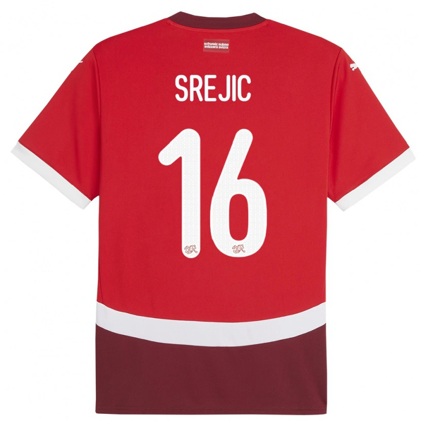 Danxen Donna Maglia Svizzera Boris Srejic #16 Rosso Kit Gara Home 24-26 Maglietta