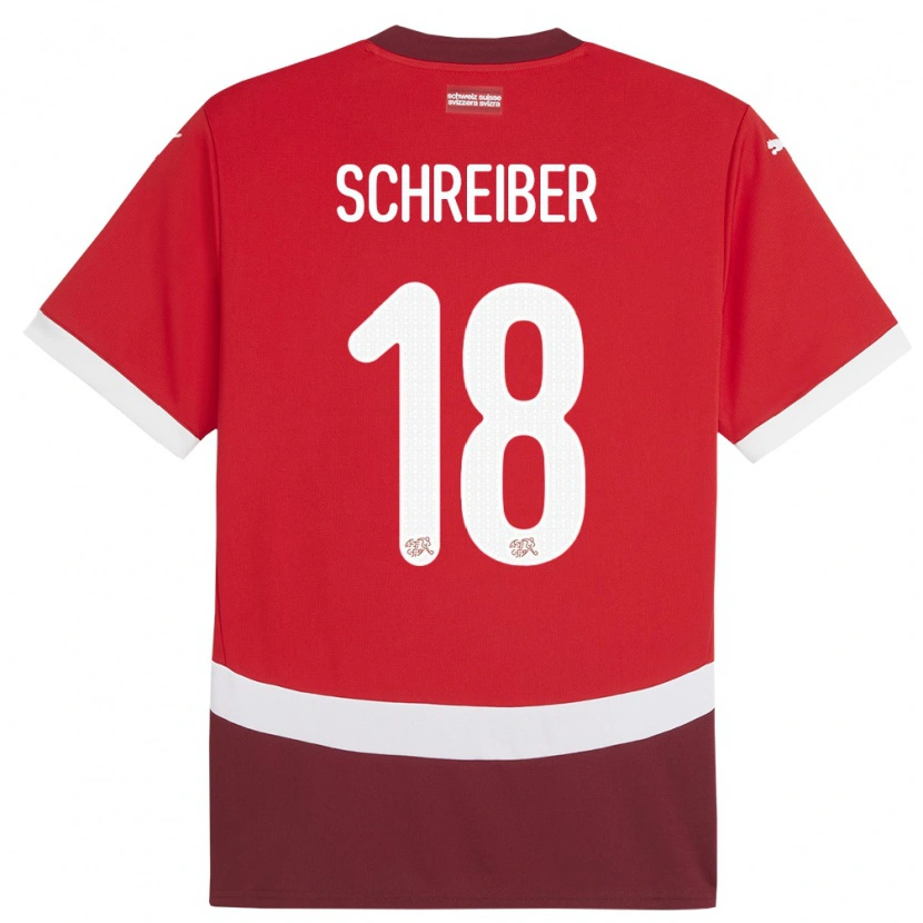 Danxen Donna Maglia Svizzera Loris Schreiber #18 Rosso Kit Gara Home 24-26 Maglietta