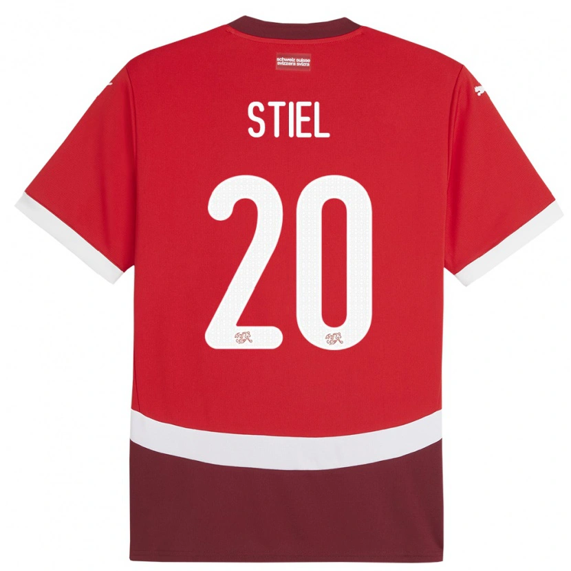Danxen Donna Maglia Svizzera Jill Stiel #20 Rosso Kit Gara Home 24-26 Maglietta