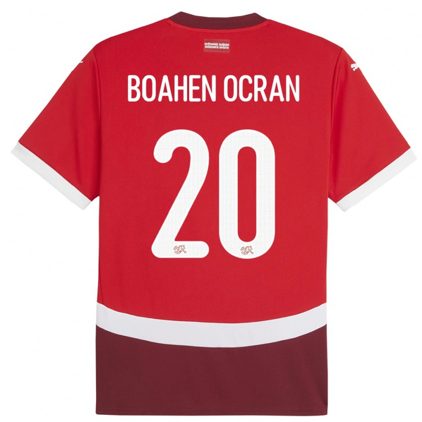 Danxen Donna Maglia Svizzera Bright Boahen Ocran #20 Rosso Kit Gara Home 24-26 Maglietta