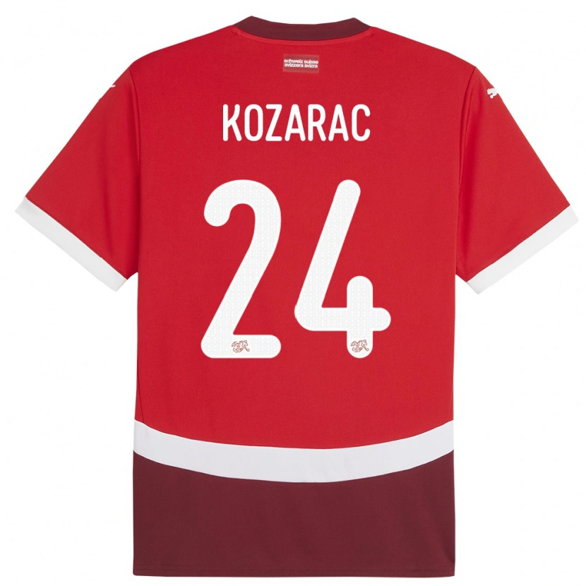 Danxen Donna Maglia Svizzera Haris Kozarac #24 Rosso Kit Gara Home 24-26 Maglietta
