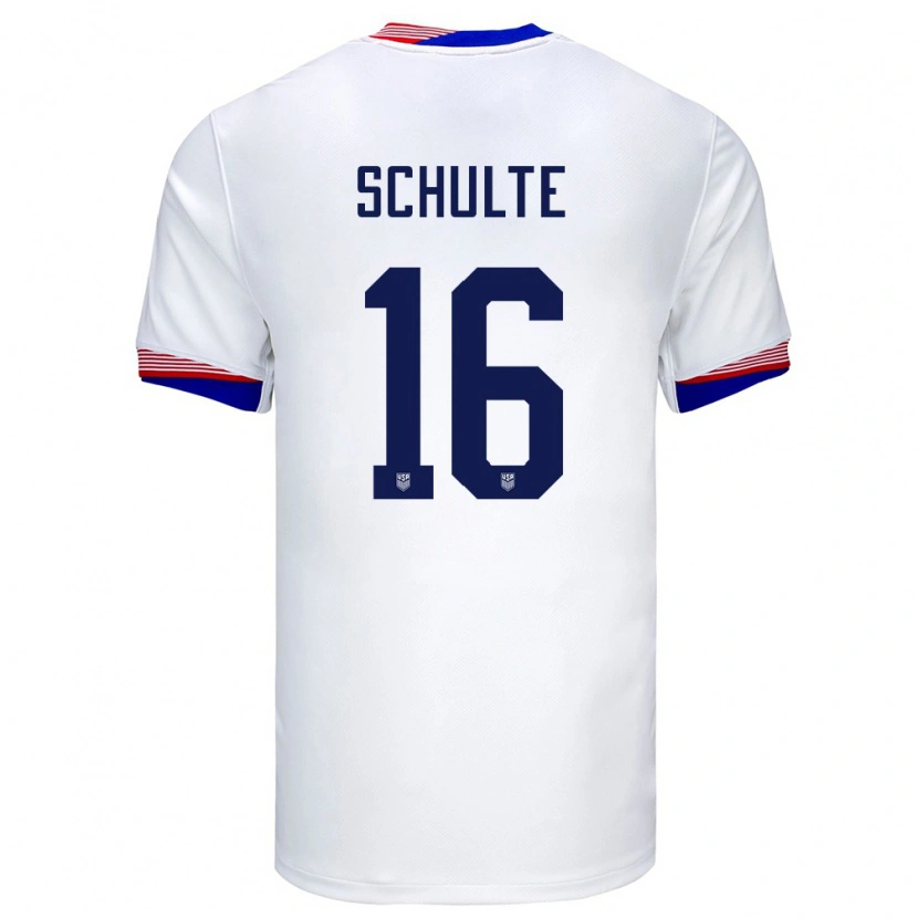 Danxen Donna Maglia Stati Uniti Patrick Schulte #16 Bianco Kit Gara Home 24-26 Maglietta