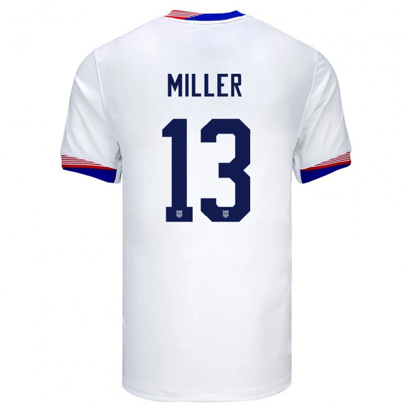 Danxen Donna Maglia Stati Uniti Peyton Miller #13 Bianco Kit Gara Home 24-26 Maglietta