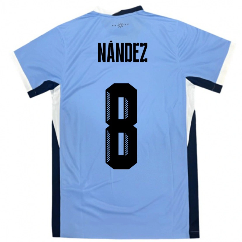 Danxen Donna Maglia Uruguay Nahitan Nández #8 Bianco Nero Kit Gara Home 24-26 Maglietta