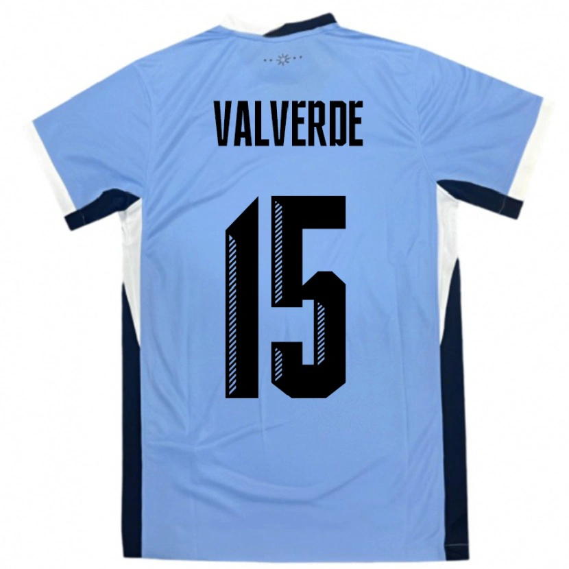 Danxen Donna Maglia Uruguay Federico Valverde #15 Bianco Nero Kit Gara Home 24-26 Maglietta