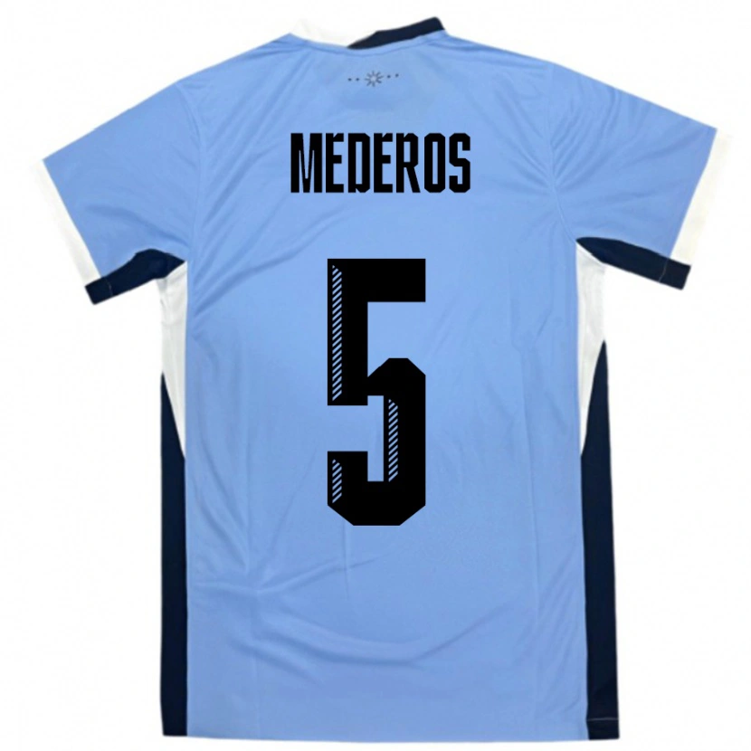 Danxen Donna Maglia Uruguay Rodrigo Mederos #5 Bianco Nero Kit Gara Home 24-26 Maglietta