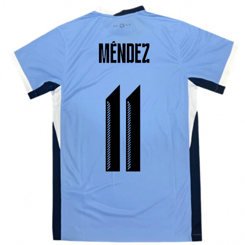 Danxen Donna Maglia Uruguay Axel Méndez #11 Bianco Nero Kit Gara Home 24-26 Maglietta