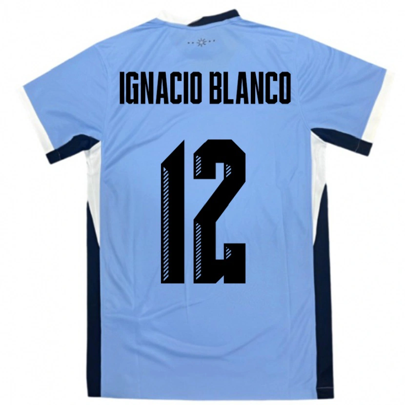 Danxen Donna Maglia Uruguay Juan Ignacio Blanco #12 Bianco Nero Kit Gara Home 24-26 Maglietta