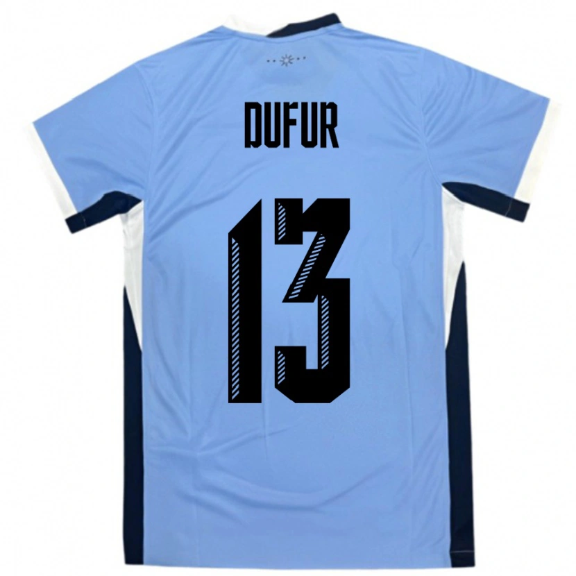 Danxen Donna Maglia Uruguay Lautaro Dufur #13 Bianco Nero Kit Gara Home 24-26 Maglietta