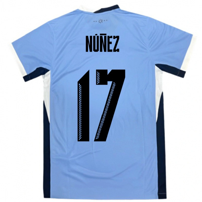 Danxen Donna Maglia Uruguay Facundo Nunez #17 Bianco Nero Kit Gara Home 24-26 Maglietta