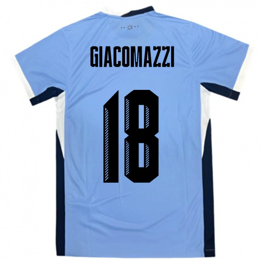 Danxen Donna Maglia Uruguay Sebastian Giacomazzi #18 Bianco Nero Kit Gara Home 24-26 Maglietta