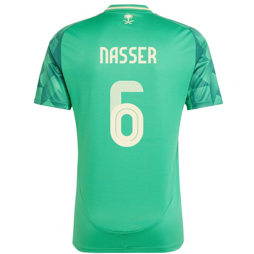 Danxen Donna Maglia Arabia Saudita Nasser Al-Dawsari #6 Verde Kit Gara Home 24-26 Maglietta