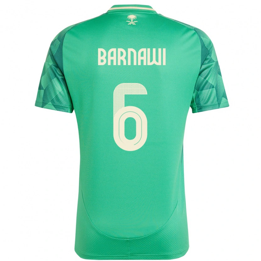 Danxen Donna Maglia Arabia Saudita Saleh Barnawi #6 Verde Kit Gara Home 24-26 Maglietta
