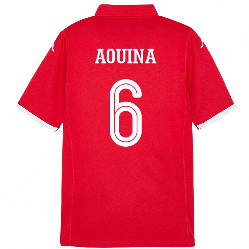 Danxen Donna Maglia Tunisia Rania Aouina #6 Rosso Kit Gara Home 24-26 Maglietta