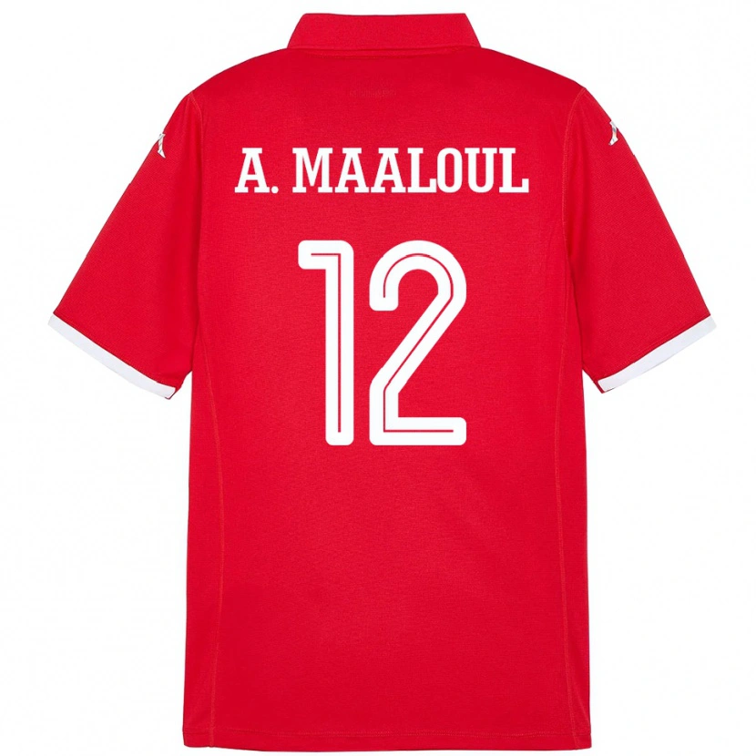 Danxen Donna Maglia Tunisia Ali Maaloul #12 Rosso Kit Gara Home 24-26 Maglietta