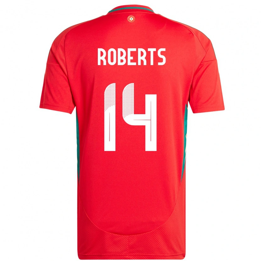 Danxen Donna Maglia Galles Connor Roberts #14 Rosso Kit Gara Home 24-26 Maglietta