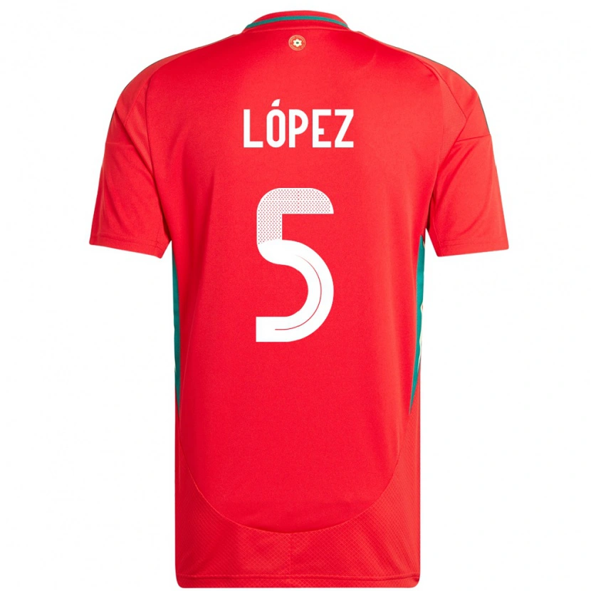 Danxen Donna Maglia Galles Pablo López #5 Rosso Kit Gara Home 24-26 Maglietta