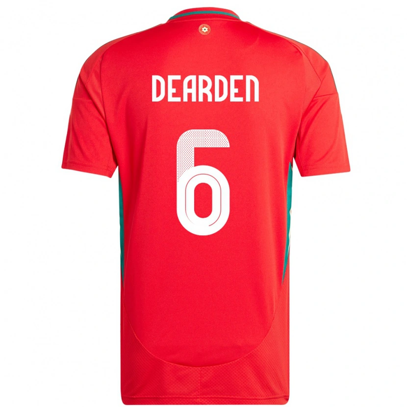 Danxen Donna Maglia Galles Thomas Dearden #6 Rosso Kit Gara Home 24-26 Maglietta