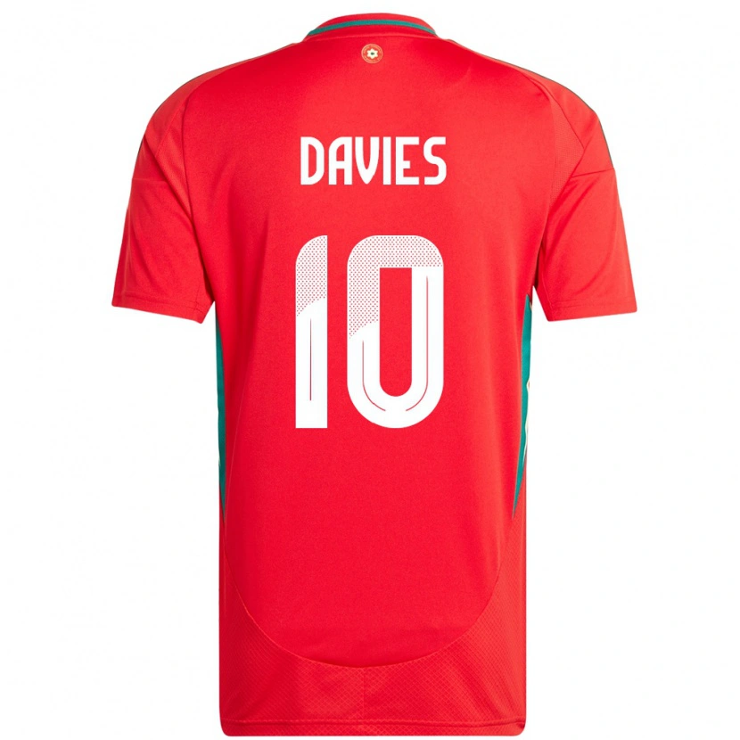 Danxen Donna Maglia Galles Jordan Davies #10 Rosso Kit Gara Home 24-26 Maglietta