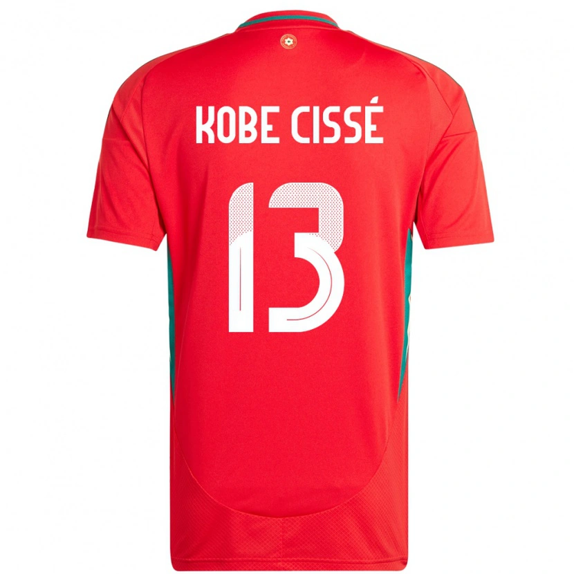 Danxen Donna Maglia Galles Prince Kobe Cissé #13 Rosso Kit Gara Home 24-26 Maglietta
