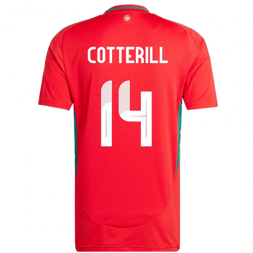 Danxen Donna Maglia Galles Joel Cotterill #14 Rosso Kit Gara Home 24-26 Maglietta