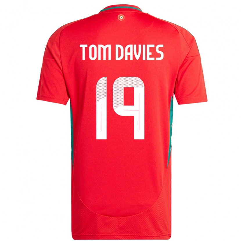 Danxen Donna Maglia Galles Tom Davies #19 Rosso Kit Gara Home 24-26 Maglietta