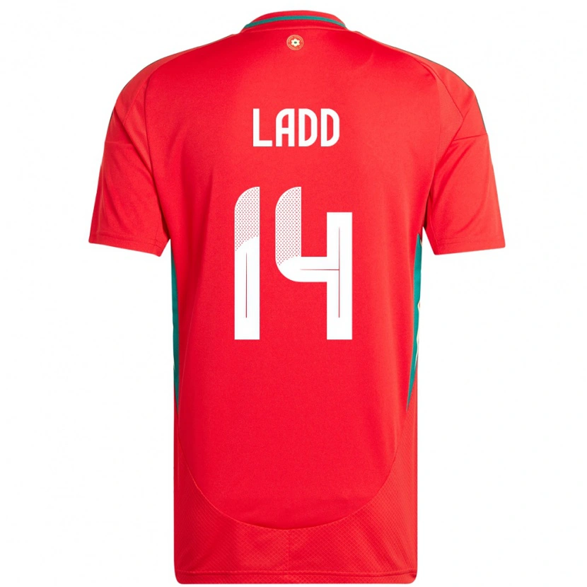 Danxen Donna Maglia Galles Hayley Ladd #14 Rosso Kit Gara Home 24-26 Maglietta