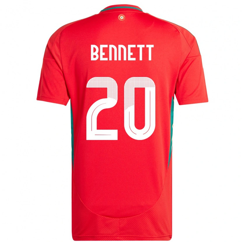 Danxen Donna Maglia Galles Aaron Bennett #20 Rosso Kit Gara Home 24-26 Maglietta