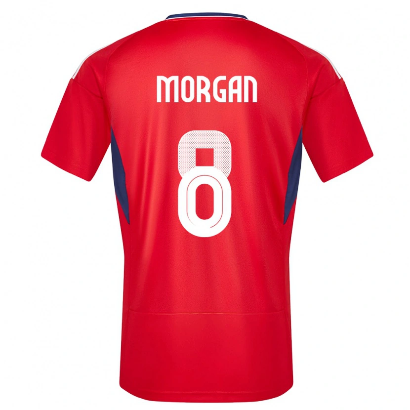 Danxen Donna Maglia Costa Rica Hakeem Morgan #8 Rosso Kit Gara Home 24-26 Maglietta