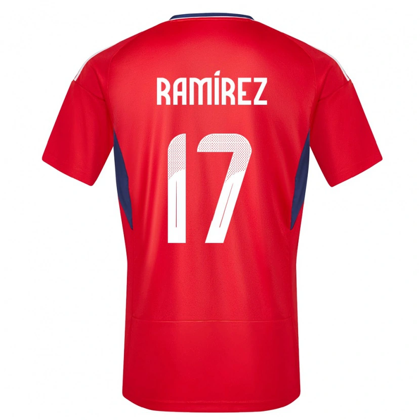 Danxen Donna Maglia Costa Rica Dylan Ramírez #17 Rosso Kit Gara Home 24-26 Maglietta
