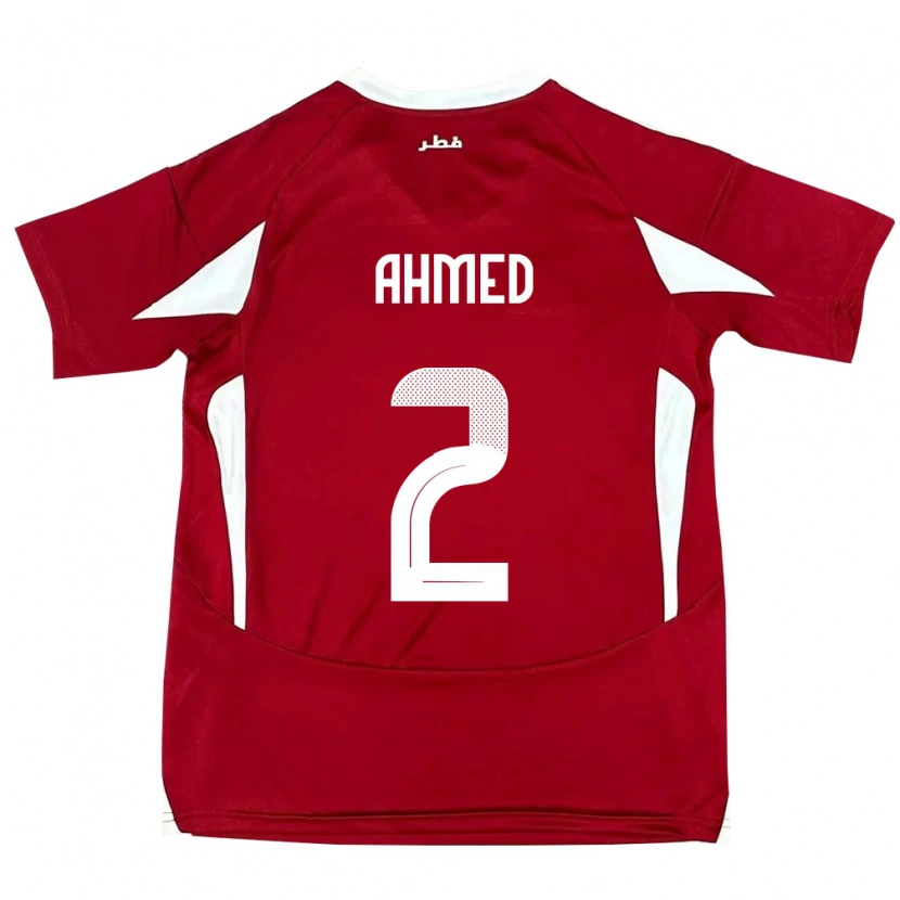 Danxen Donna Maglia Qatar Hazem Ahmed #2 Rosso Kit Gara Home 24-26 Maglietta