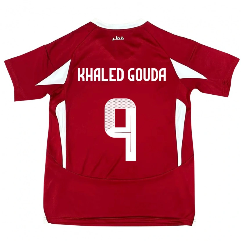 Danxen Donna Maglia Qatar Mohamed Khaled Gouda #9 Rosso Kit Gara Home 24-26 Maglietta