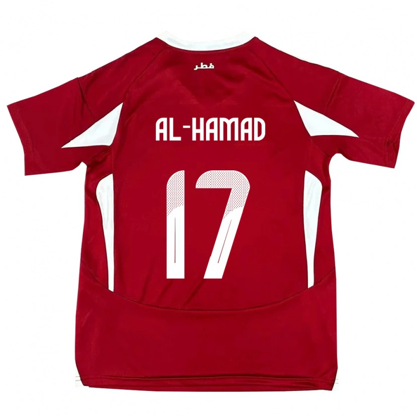 Danxen Donna Maglia Qatar Jassem Al-Hamad #17 Rosso Kit Gara Home 24-26 Maglietta