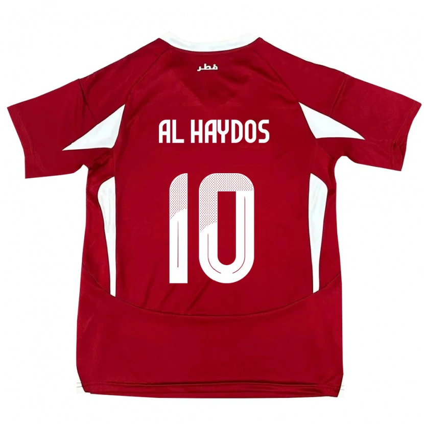 Danxen Donna Maglia Qatar Hasan Al Haydos #10 Rosso Kit Gara Home 24-26 Maglietta